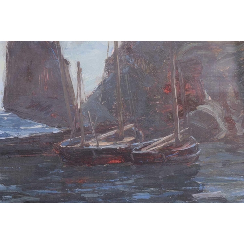 45 - Colin Hunter (1841 - 1904), Fishing boats on a coastline, signed and dated '82, oil on canvas, 37.5 ... 