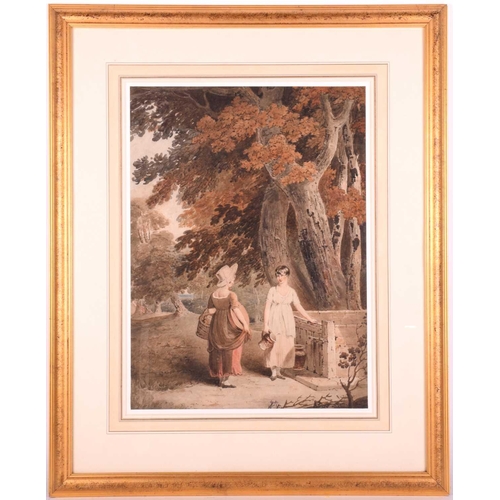 8 - Attributed to Joshua Cristall (1767-1847), ladies in conversation by a well, unsigned, pencil and wa... 