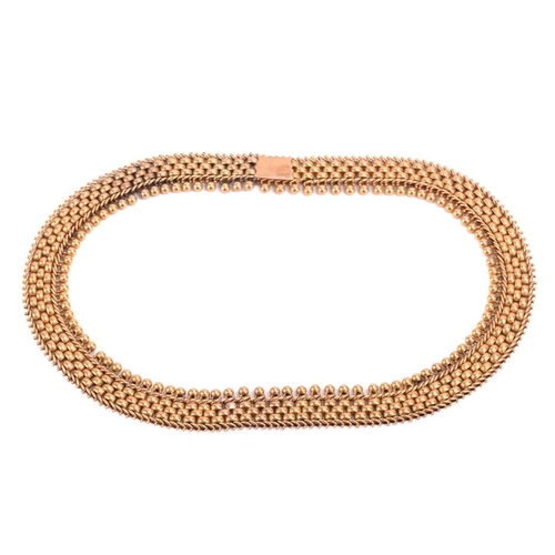 118 - A panther link necklace with a beaded edge, fastens with a concealed tongue clasp, together with ext... 