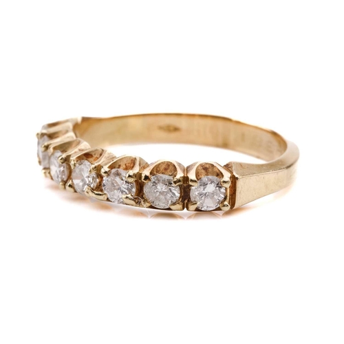 120 - A diamond half eternity ring, set with a row of seven round brilliant cut diamonds with a total esti... 