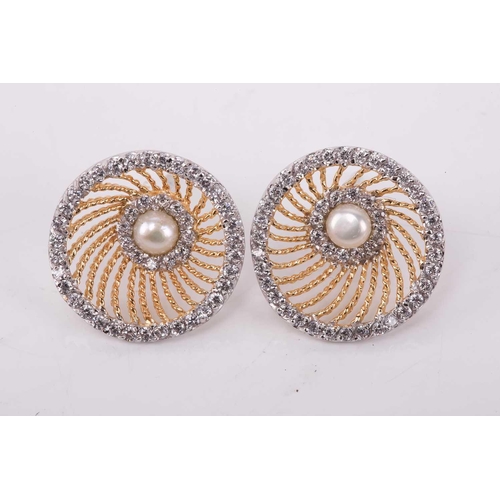 61 - A silver and silver gilt necklace with earrings and ring en suite; of swirling rope twist wirework d... 