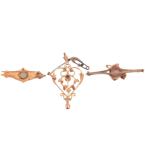 64 - A collection of jewellery, including a Victorian brooch set with diamond and blue paste, marked '9ct... 