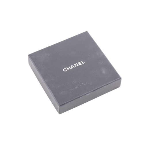 81 - Chanel - a pair of interlocking CC logo drop earrings embellished with faux pearls, ear post and bac... 