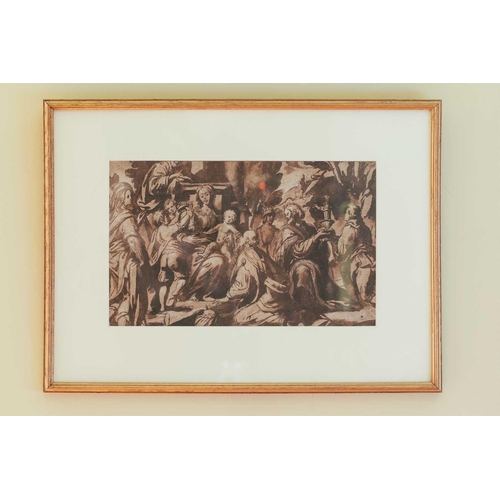 103 - Bolognese School (17th century), two religious scenes, pen and inks, 20 cm x 23 cm and 23 cm x 39 cm... 