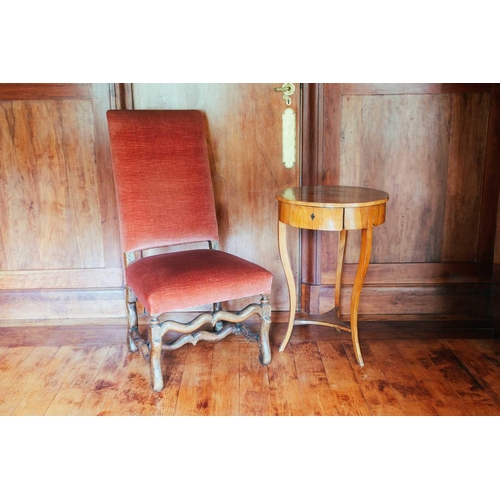 111 - A Biedermeier circular drum top single-drawer occasional table, 75 cm high x 50 cm diameter, togethe... 