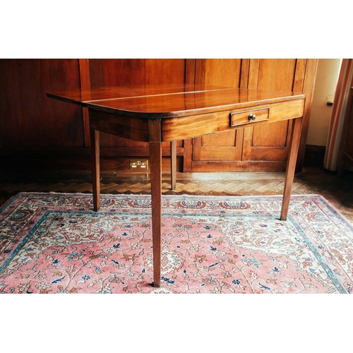 124 - A George III mahogany rectangular top tea table, 75 cm high x 107 cm wide x 51 cm deep. Provenance: ... 