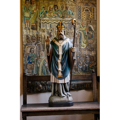 127 - A large vintage ecclesiastical painted plaster figure of The Divine Mercy of the Sacred Heart of Jes... 