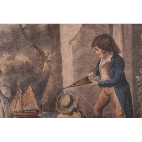 147 - After George Morland (1763-1804), 'Juvenile Navigators', coloured engraving, 43 cm x 55 cm, together... 