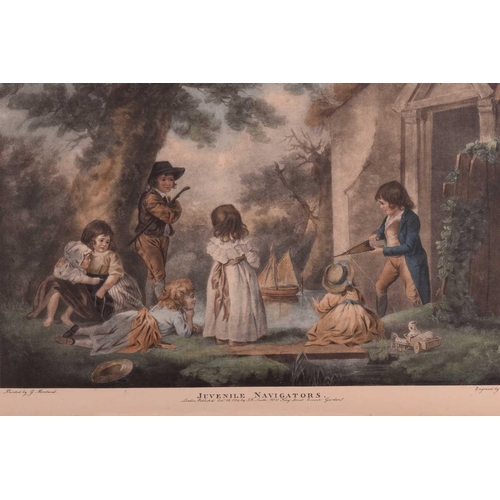 147 - After George Morland (1763-1804), 'Juvenile Navigators', coloured engraving, 43 cm x 55 cm, together... 