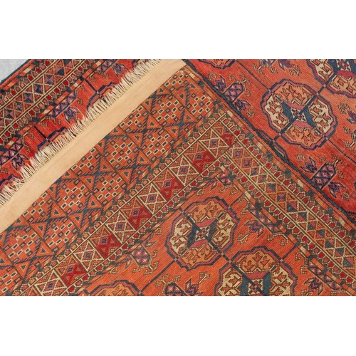 160 - An 'old country house' madder red Afghan prayer rug,110 cm x 83 cm, together with other Turkoman rug... 