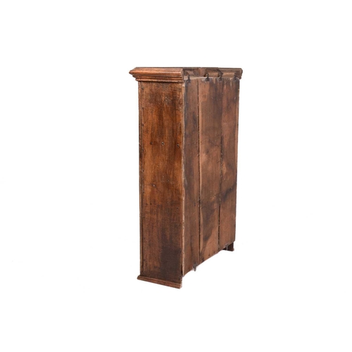 169 - A 19th century oak hanging cupboard, with twin panelled door enclosing shelves, 66 cm wide, 103 cm h... 