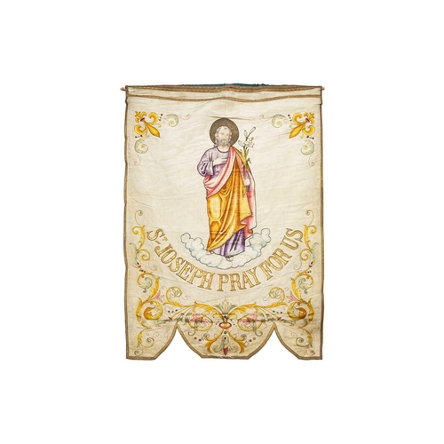 189 - A 19th-century silk work Ecclesiastical wall hanging, 