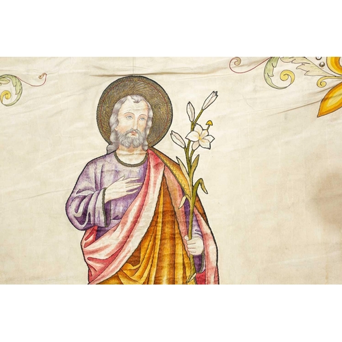 189 - A 19th-century silk work Ecclesiastical wall hanging, 