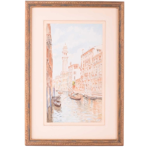 202 - Gino De Calle (Early 20th century), A pair of views of Venice, signed, watercolour, 40 x 22.5 cm, fr... 