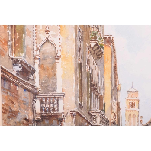 202 - Gino De Calle (Early 20th century), A pair of views of Venice, signed, watercolour, 40 x 22.5 cm, fr... 