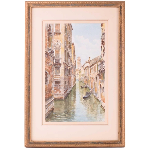 202 - Gino De Calle (Early 20th century), A pair of views of Venice, signed, watercolour, 40 x 22.5 cm, fr... 