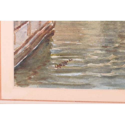 202 - Gino De Calle (Early 20th century), A pair of views of Venice, signed, watercolour, 40 x 22.5 cm, fr... 