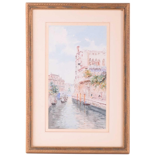 202 - Gino De Calle (Early 20th century), A pair of views of Venice, signed, watercolour, 40 x 22.5 cm, fr... 