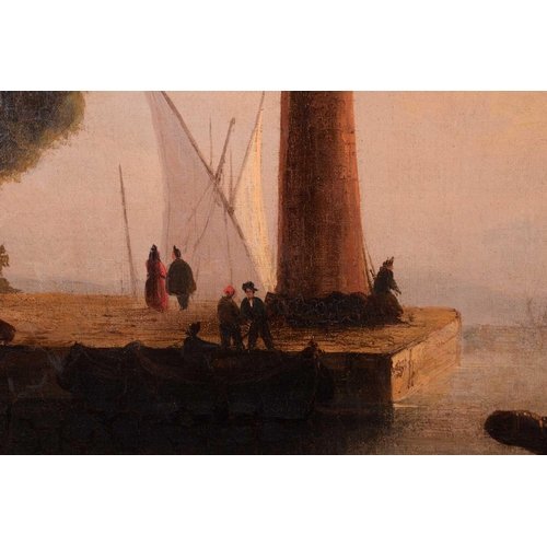 205 - School of Claude Joseph Vernet (1714 - 1789), Figures on a quayside with rowing boat and sailing ves... 