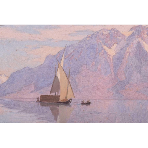 210 - François Bocion (1828 - 1890), Sailing vessel on Lake Geneva, signed and dated 1860, oil on paper, 2... 