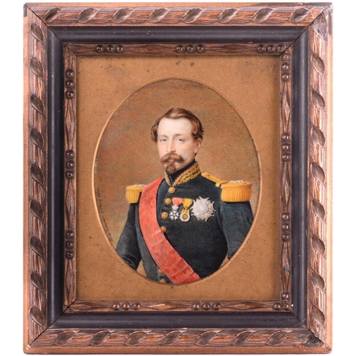 215 - Jean Baptiste Fortuné Fournier (1798 - 1864) French, Portrait of Napoleon III in military uniform, s... 