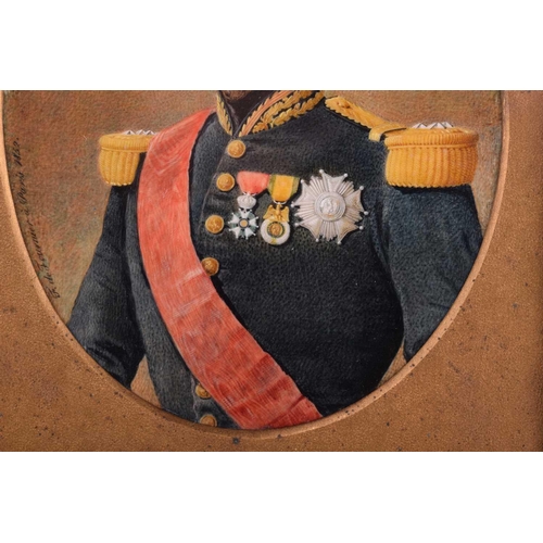 215 - Jean Baptiste Fortuné Fournier (1798 - 1864) French, Portrait of Napoleon III in military uniform, s... 