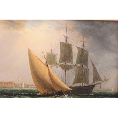 220 - George Chambers (1803 - 1840), Shipping near a jetty, signed and dated 1836, watercolour, 10.5 x 13.... 