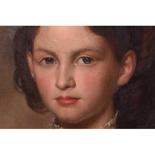 223 - Gustav Ellinthorpe Sintzenich (1856-?), portrait of a girl wearing a rose, inscribed verso, oil on c... 