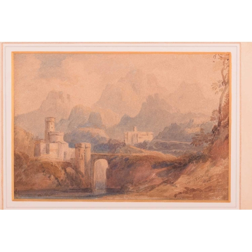 224 - Copley Fielding (1787 - 1855), Castle in mountainous landscape, signed and dated 1845, watercolour, ... 