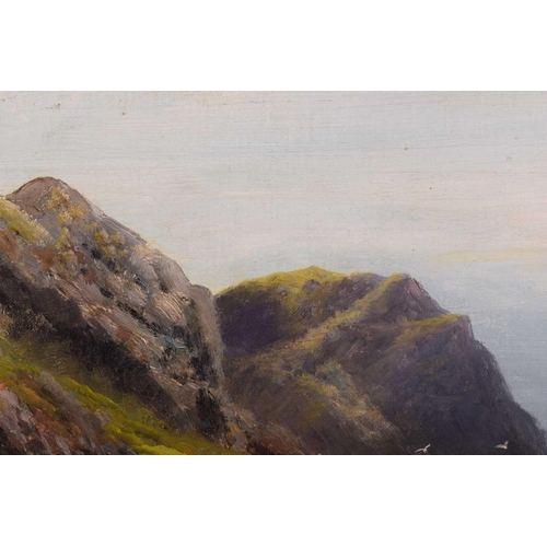 226 - Manner of Colin Hunter (1841 - 1904), Scottish Coastal view (reputed to be Lion Rock, Cumbrae), bear... 