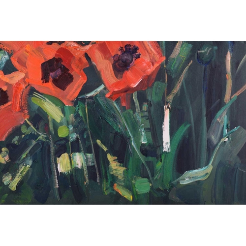 230 - † James Fullarton (b.1946), 'Red Poppies', signed, oil on canvas, 76 x 92 cm, framed and glazed, fra... 