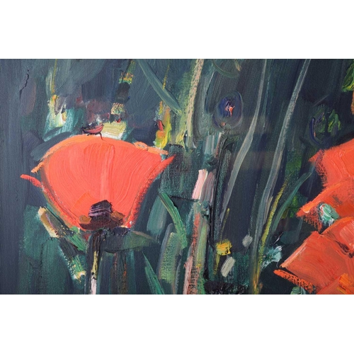 230 - † James Fullarton (b.1946), 'Red Poppies', signed, oil on canvas, 76 x 92 cm, framed and glazed, fra... 