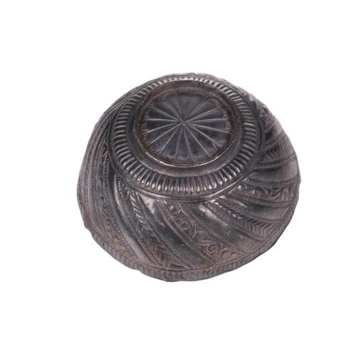 249 - An Indo-Persian silver Piala cup with embossed wrythern decoration, 9 cm diameter x 4 cm high.