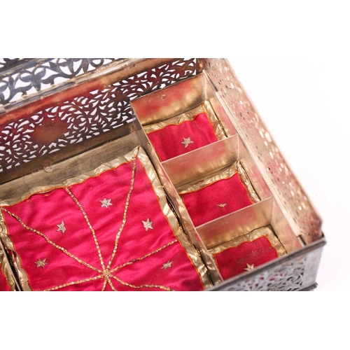 255 - An Indo-Persian rectangular silver betel nut leaf table box, late 19th century, with a hinged caddy ... 