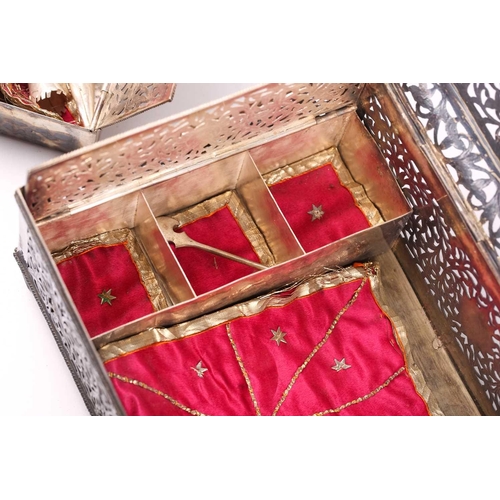 255 - An Indo-Persian rectangular silver betel nut leaf table box, late 19th century, with a hinged caddy ... 