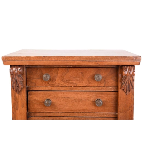 268 - A Victorian walnut Wellington chest of seven short drawers secured with a single hinged register bar... 