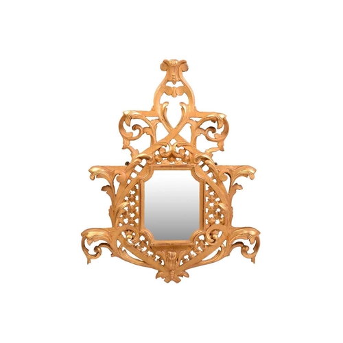 277 - A pair of George II style giltwood wall mirrors, the rectangular plates with concave corners within ... 