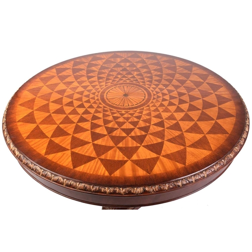 278 - A French Empire style parquetry inlaid mahogany circular centre table, 20th century, with central ra... 