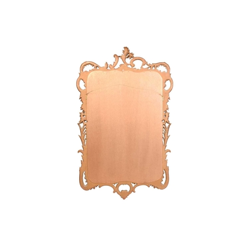 279 - A pair of George II style giltwood wall mirrors, the rectangular plates within frames with floral su... 