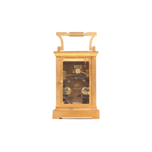 299 - Dixon, Paris & Norwich, a gilt brass carriage clock, with repeater mechanism, the corniche case with... 