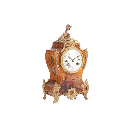 305 - A French Louis XV-style 8-day Vernis-Martin balloon mantel clock, late 19th-century fitted a Japy Fr... 