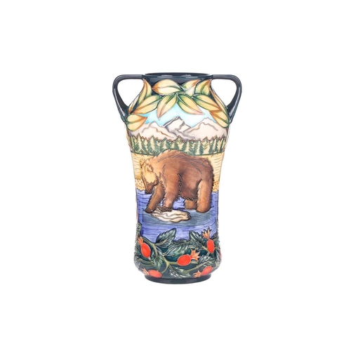 329 - A Moorcroft Pottery 'Katmai' design twin-handled vase, decorated with tube-lined grizzly bears, numb... 