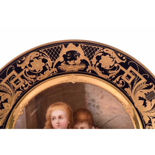 342 - After Christian Leberecht Vogel, an Austrian porcelain hand-painted cabinet plate, titled verso ‘ De... 