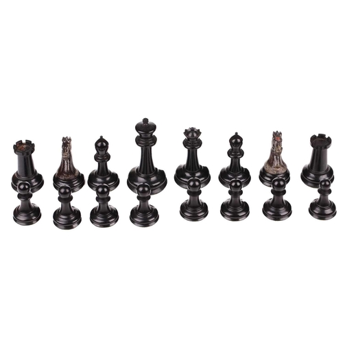 347 - Jacques, London: a 'Staunton Chess Men' boxwood and ebony chess set, mid-19th century, contained in ... 