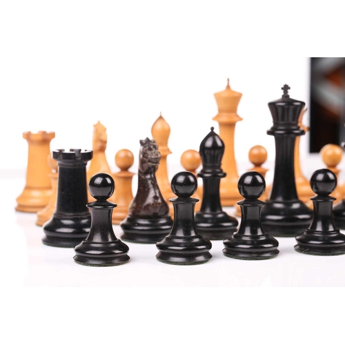 347 - Jacques, London: a 'Staunton Chess Men' boxwood and ebony chess set, mid-19th century, contained in ... 