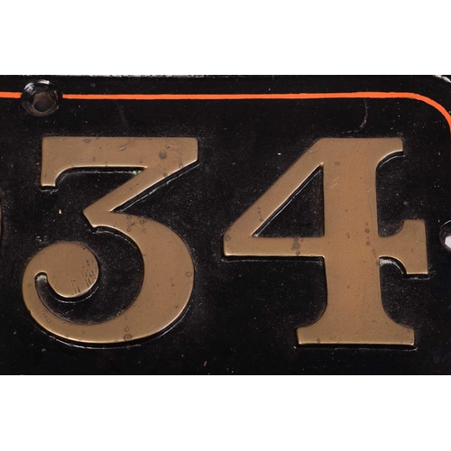 348 - A large cast brass cab side railway locomotive number plate No. 2934, believed from the GWR 4-6-0 29... 