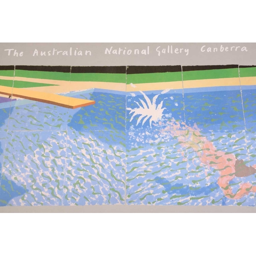 351 - A large David Hockney illustrated poster for 'The Australian National Gallery Canberra 1982', colour... 