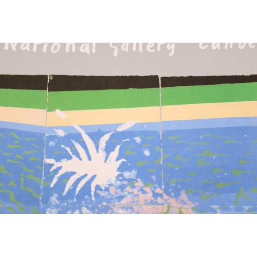 351 - A large David Hockney illustrated poster for 'The Australian National Gallery Canberra 1982', colour... 