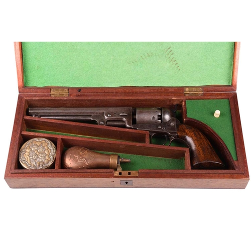 354 - A cased London-made Colt 1851 Navy pattern single action. 36 calibre percussion revolver, serial num... 