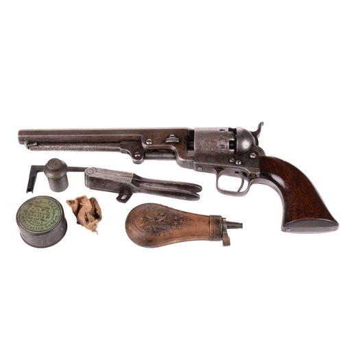 365 - A cased London-made Colt 1851 Navy pattern single action. 36 calibre percussion revolver, serial num... 